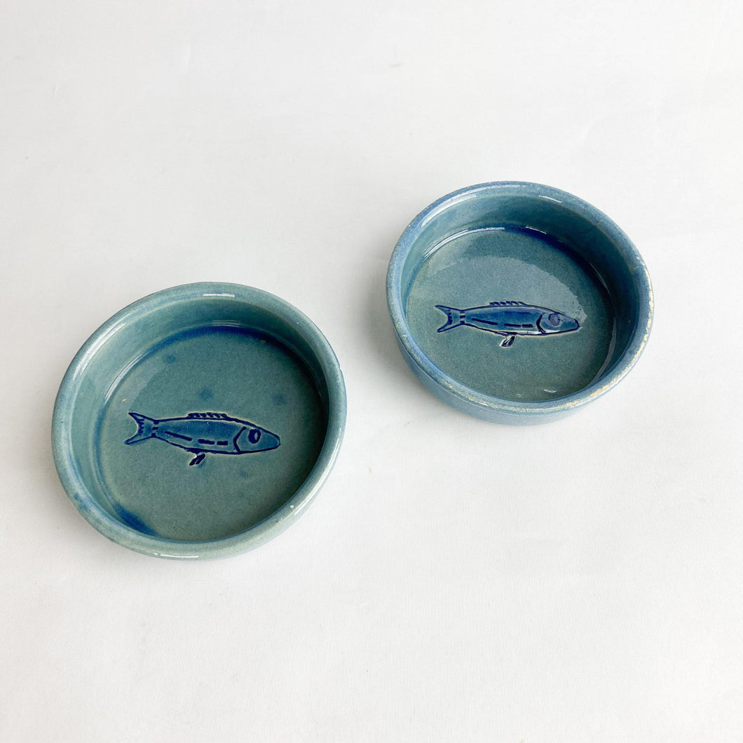 Pareja de cuencos de cerámica, peces. 1970's - falsotecho