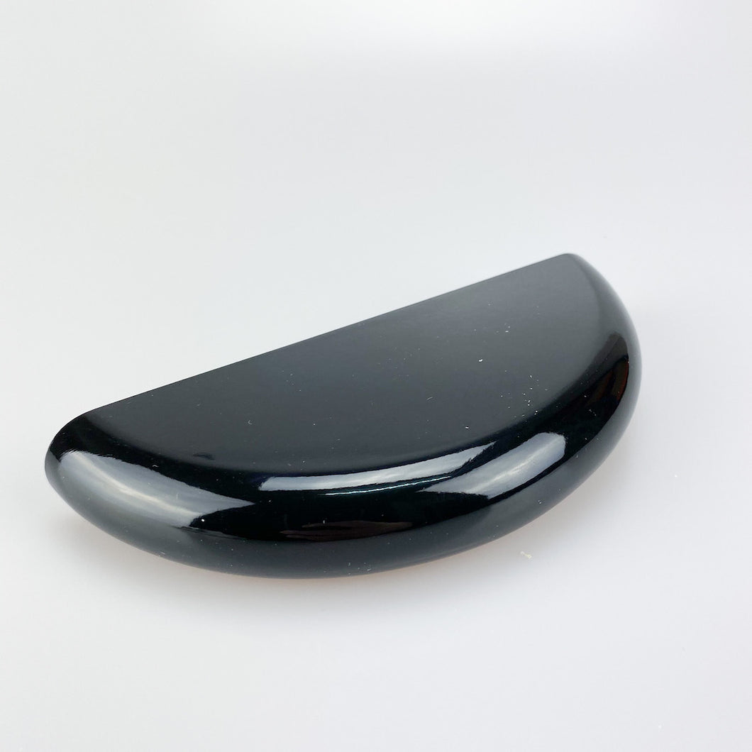 Vintage black lacquered wood soap dish, 1980s