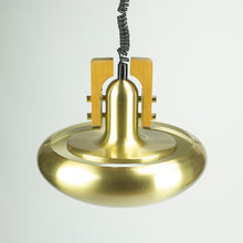 Load image into Gallery viewer, Nordic style ceiling lamp, brass and wood. 1970&#39;s
