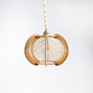 Handmade Wood and Rope Ceiling Lamp, 1970's