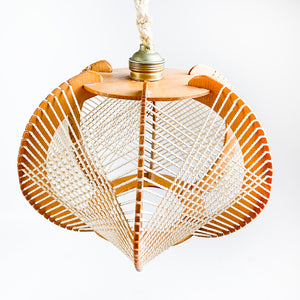 Handmade Wood and Rope Ceiling Lamp, 1970's