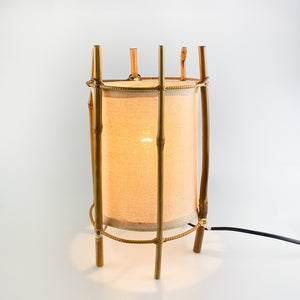 Lámpara de sobremesa Bambú y Algodón, estilo diseño de Louis Sognot, 1970's