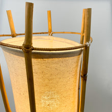 Load image into Gallery viewer, Bamboo and Cotton table lamp, design style by Louis Sognot, 1970&#39;s
