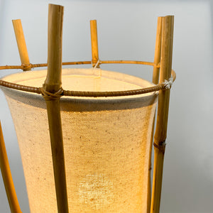 Bamboo and Cotton table lamp, design style by Louis Sognot, 1970's