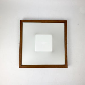 Wall or ceiling light made of wood and plexiglass. 1970's