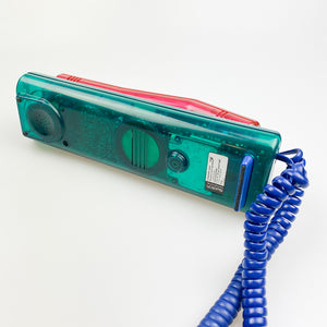 Teléfono Swatch Twinphone rojo y verde semitransparente, 1989.