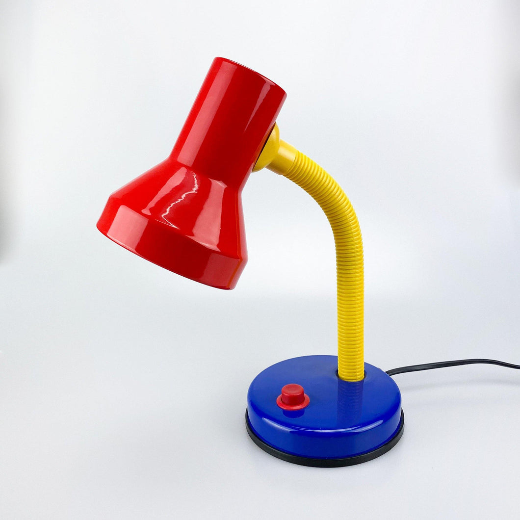 Lámpara de escritorio en colores primarios. Mathias SA, 1980s - falsotecho