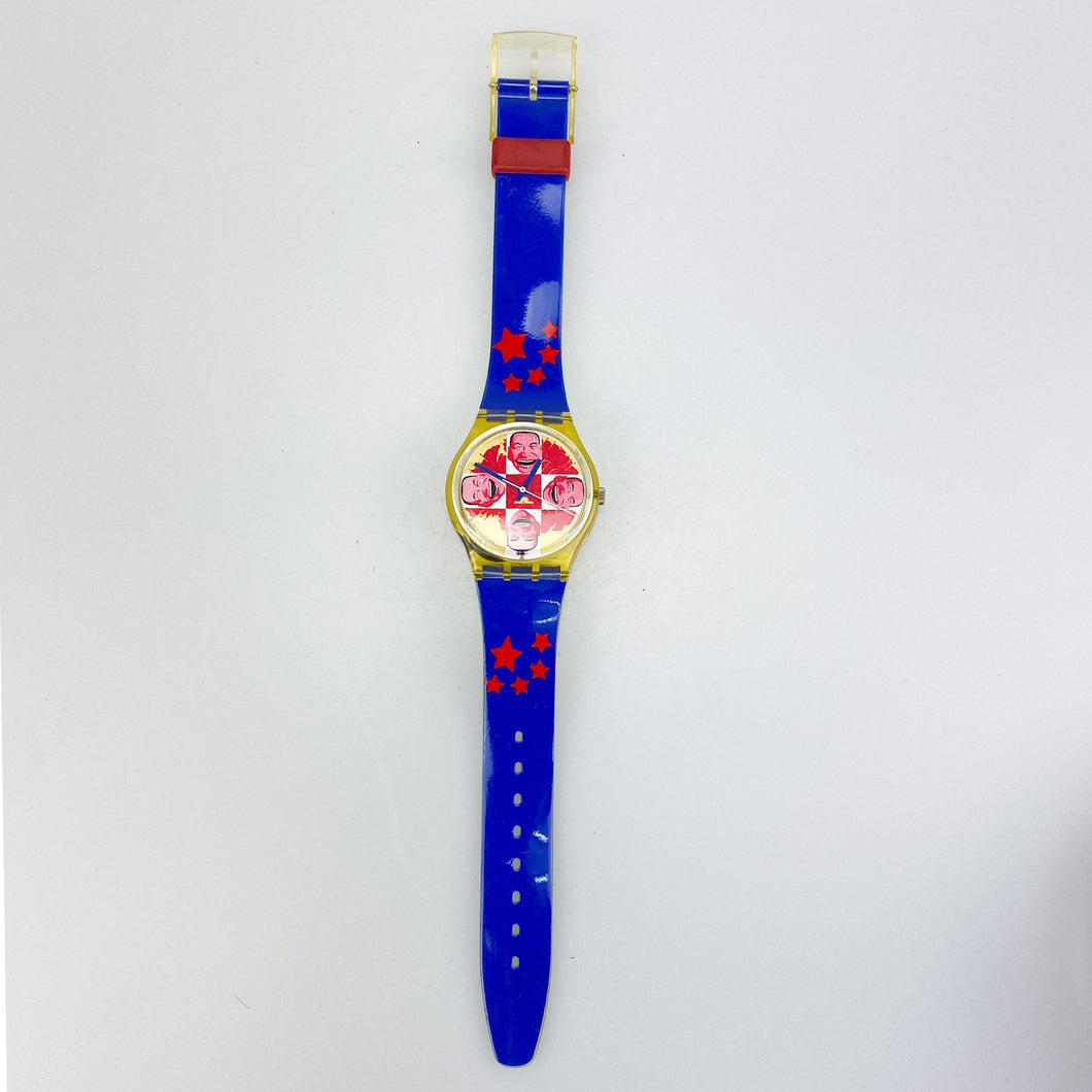 Reloj Swatch Wild Laugh diseño de Yue Minjun, 1995. - falsotecho