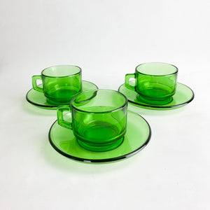 3 Tazas de café Vereco verde. 1970's