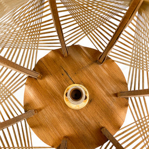 Lampe de table en bois et raphia, années 1970